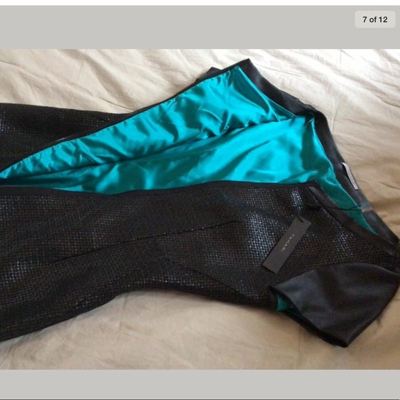 Tahari Lalita Dress, Faux Leather, Black, Size 2 - Picture 6 of 11